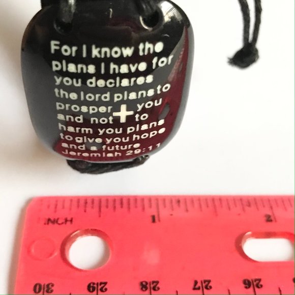 Jeremiah 29:11 Bible Verse Message Bracelet Mens Womens Black Leather Rope - Picture 11 of 11